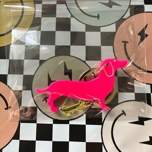 NEW Neon Pink Dachshund Keychain
